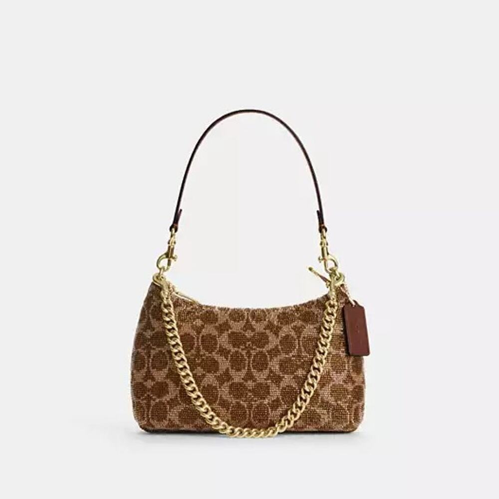 Coach Teri Shoulder Bag In Signature Satin CET14 beaded signature/Gold/Tan